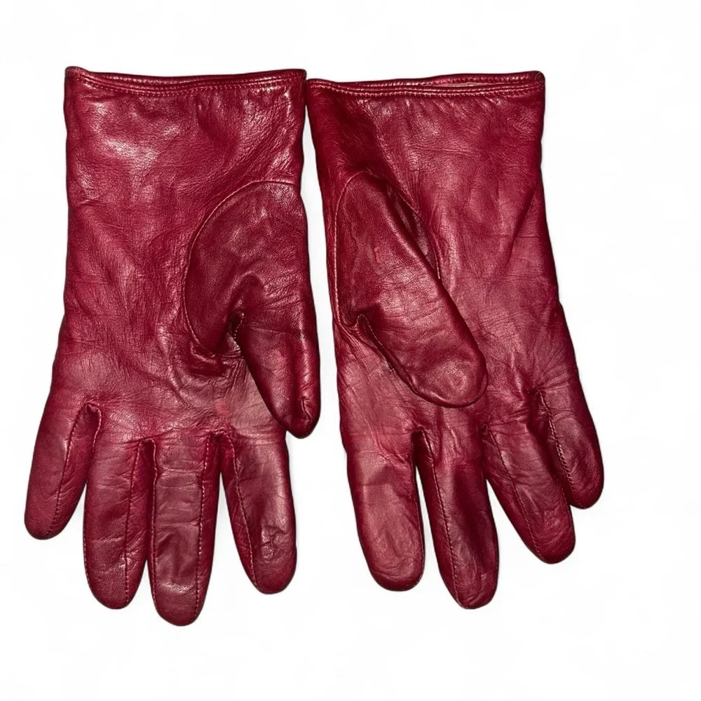 Coach burgundy quilted leather gloves